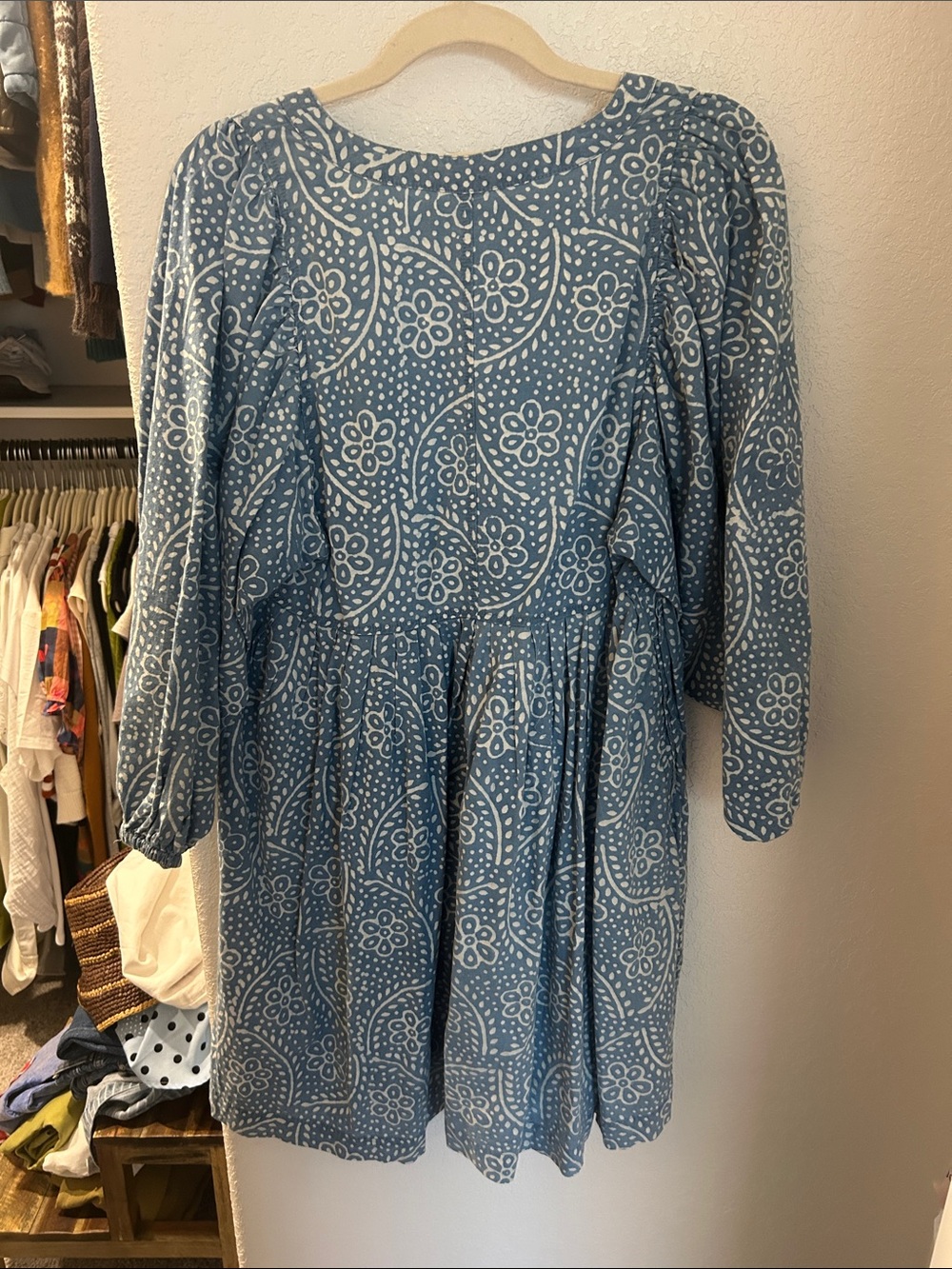 Madewell Blue Printed Button-Tiered Dress - Picture 4 of 6